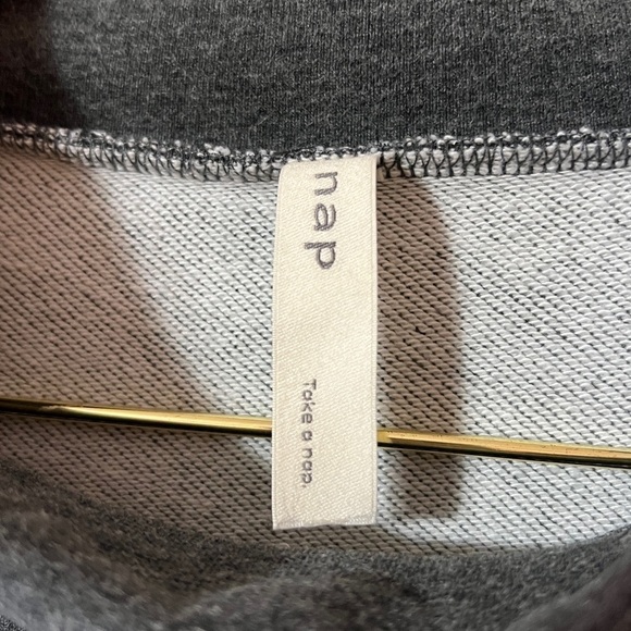 Nap Loungewear | Mock Neck Crop Top Twist Pullover Sweatshirt Dark Grey Size L - Picture 3 of 13